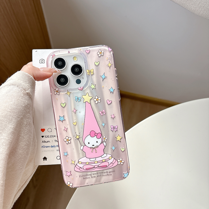 星星爱心长帽米菲兔适用于iphone16pro手机壳苹果16保护套14少女ip13新款超好看15promax高级感max手机套外壳