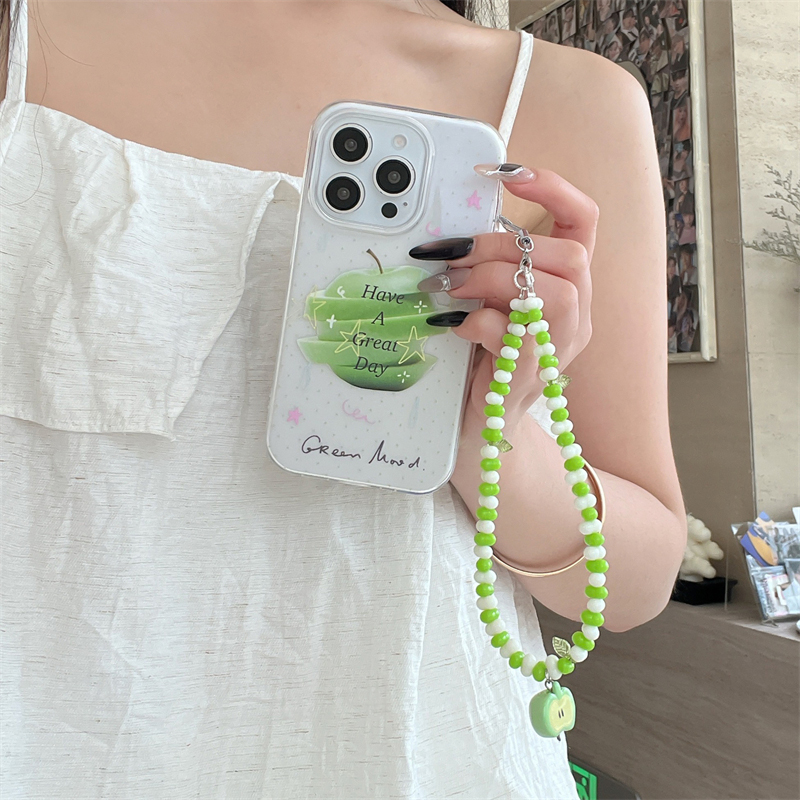 简约切块青苹果适用于苹果15手机壳iphone16保护套14带挂件ip13防摔新款15promax女16pro超火max小清新手机套