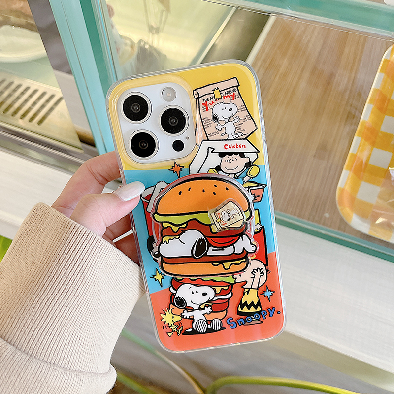 汉堡可乐史努比合集适用于苹果16pro手机壳iphone15保护套14磁吸支架ip13新款15promax防摔max手机套女款外壳