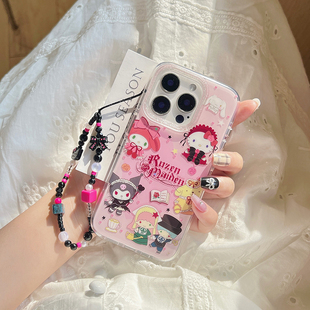 15promax高级感max少女款 三丽欧蔷薇少女适用于iphone16pro手机壳苹果16保护套14带链条13全包新款 手机套外壳
