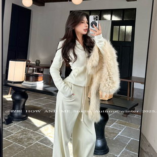 程熙 绒收腰运动卫衣外套 松紧腰休闲裤 HOW 套装 9216 AND