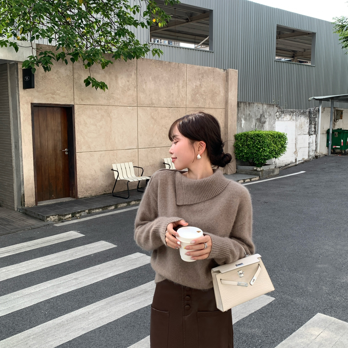 YOOMINI-宽松气质温柔氛围感2025秋上新毛衣（含10羊毛）M60040-S