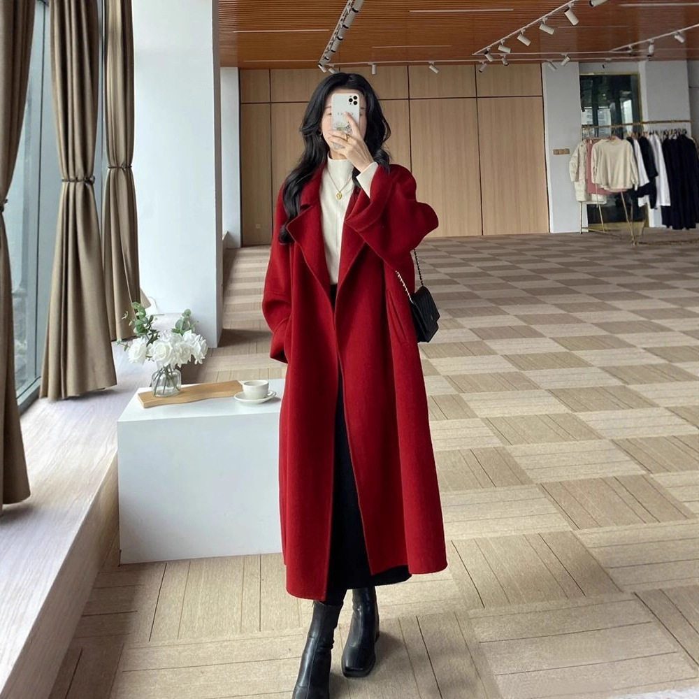 红色呢子大衣女冬季2025年新款宽松高级感气质中长款毛呢外套,女装/女士精品,大码呢大衣,淘宝优惠券,粉丝福利购,淘宝优惠卷