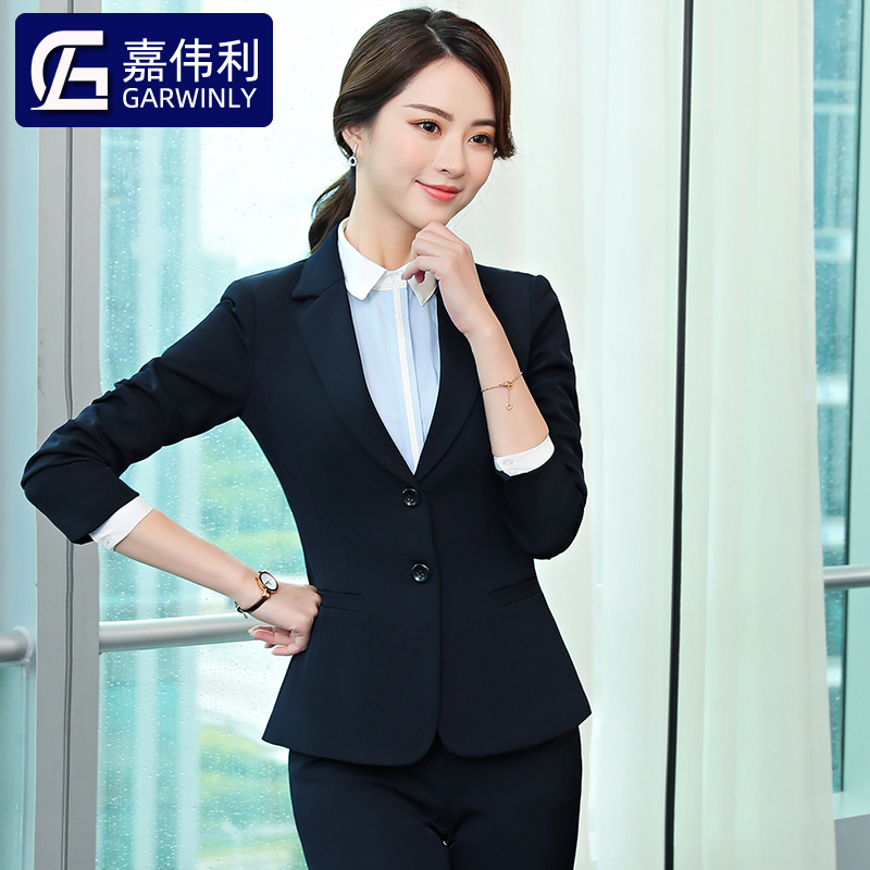 餐厅宾馆前台收银员长袖职业套装