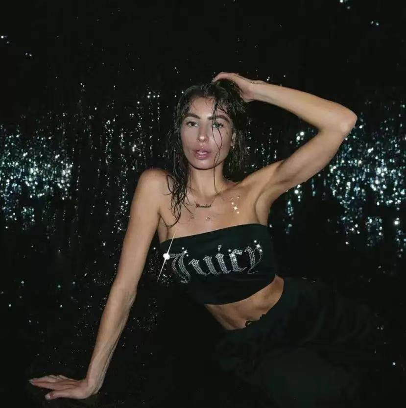 国内juicy couture稀有款无胸垫高弹力烫钻抹胸