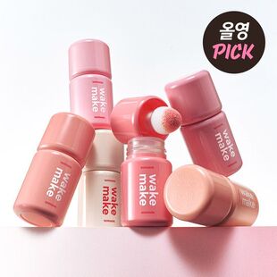 Wakemake新品海绵头保湿液体单色光泽腮红shaking blur 韩国直邮