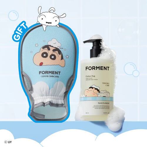 韩国直邮Forment蜡笔小新联名款木棉香沐浴露送澡巾