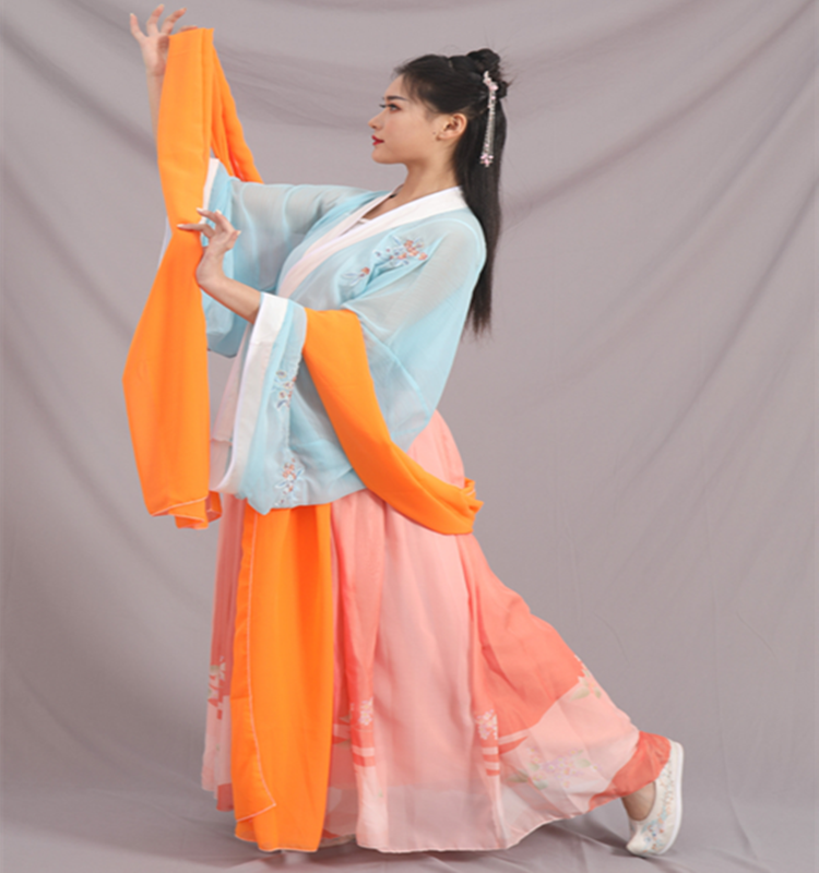 无接缝汉服雪纺披帛/cos古装披巾舞台表演仙女装长飘带雪纺披帛锦
