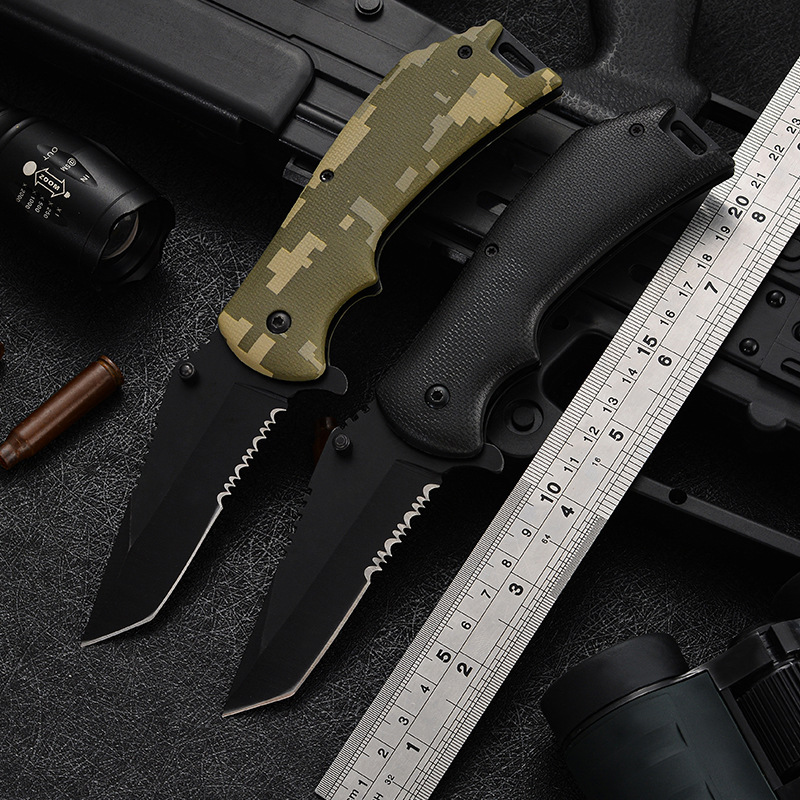 生存刀塑料柄披覆不锈钢折叠刀野