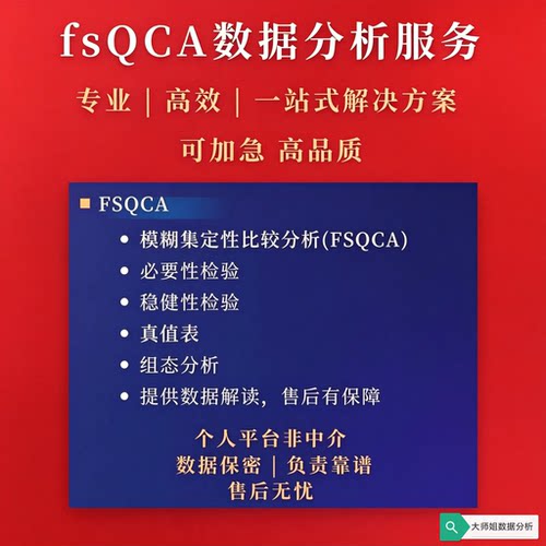 fsQCA清晰集模糊集定性比较分析代算代做数据调整