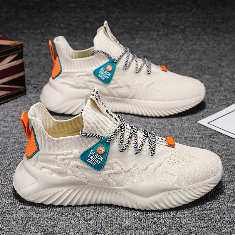 夏季透气飞织运动老爹男鞋春秋