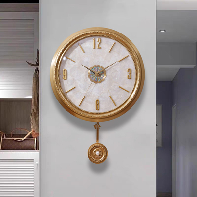 天然贝壳现代简约客厅黄铜挂钟