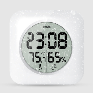专业防水挂钟浴室厨房家用吸盘钟表冰箱创意个性温度湿度计电子i.