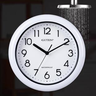 金钟宝防水挂钟客厅浴室厨房防潮静音时钟家用简约防尘挂墙石英钟