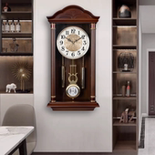 金钟宝报时挂钟客厅复古静音时钟家用装 饰创意挂墙时钟现代石英钟