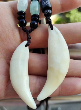 正宗黑狗牙吊坠真牙藏獒牙护身符天然真品狗牙齿项链男士真牙吊坠