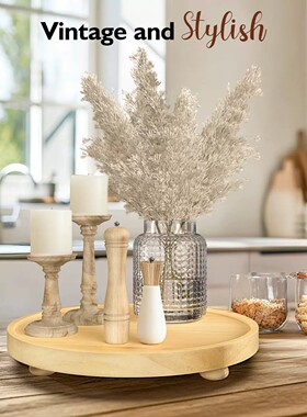 复古木质圆形置物架首饰展示托盘