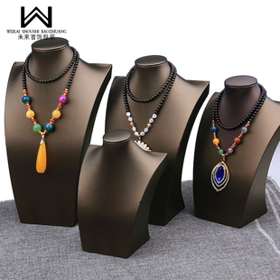 项链展示首饰颈模饰品架香槟棕立体 脖子柜台珠宝陈列道具F22未来