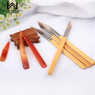 天然竹柄玛瑙刀 首饰抛光工具 抛光刀压光刀金银首饰抛光刀