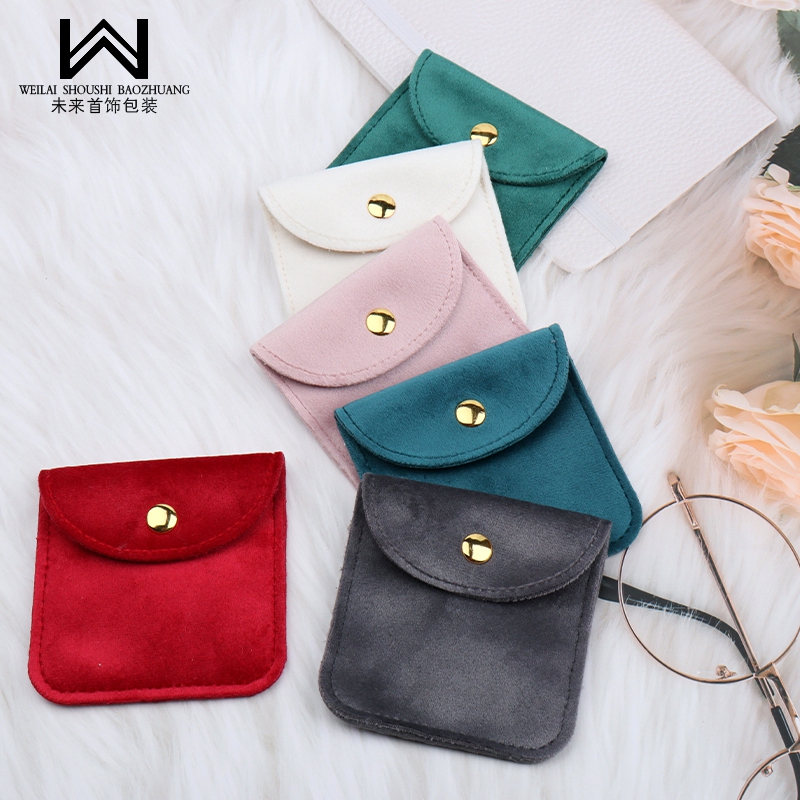 丝绒金属摁扣包首饰包装袋方形小饰品收纳包礼品袋8*8简约珠宝压