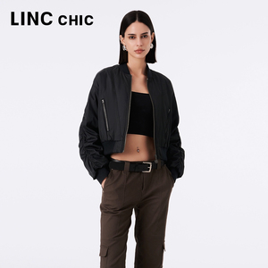 LINCCHIC金羽杰羽绒服女2023年秋新款刺绣时髦夹克外套Y23801009