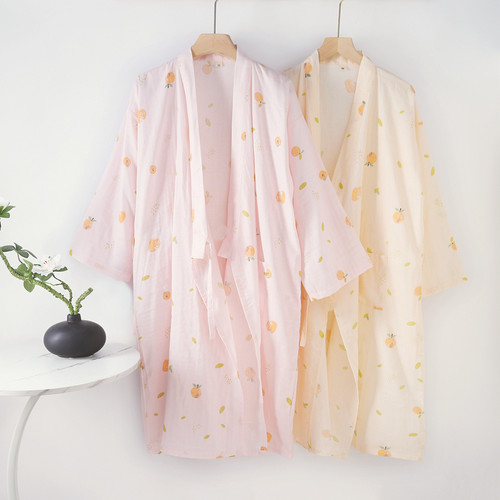 纯棉纱布女和服浴袍家居服