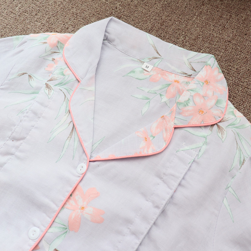 순면 거즈 감금 의류 여름 얇은 산후 모유 수유 의류 긴팔 출산 잠옷 카디건 대형 꽃