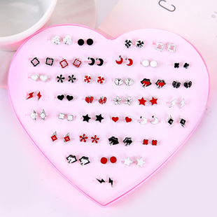 韩国个性 滴油耳钉 简约塑料针防过敏小耳环女耳骨气质迷你胶棒盒装