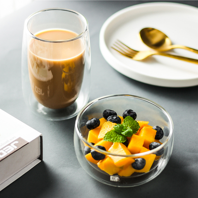 双层透明隔热果汁甜品碗咖啡杯子