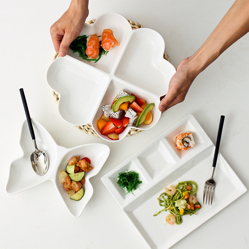 简约纯白儿童分隔水果点心拼盘