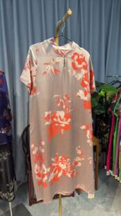 新中式国风斜襟旗袍领桑蚕丝提花无袖上衣