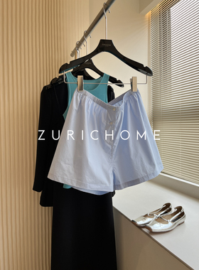 ZURICH HOME青春休闲自由松弛棉质休闲短裤 夏日轻薄休闲蓝色短裤