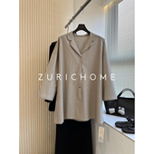 棉质衬衫 孤ZURICH 艺术感穿搭 宽松古巴领七分袖 HOME 自在廓型