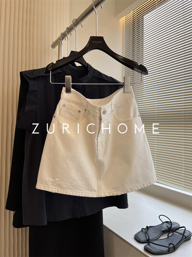 百搭夏款简约百搭白色牛仔短裙