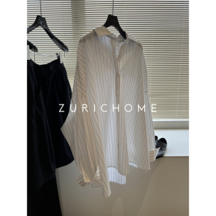 ZURICH HOME 宽松大廓型 自在庸懒松弛 OVERSIZE男孩风竖条纹衬衫