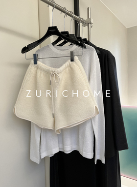 ZURICH HOME可爱可爱 毛茸茸 奶呼呼白色颗粒肌里感秋冬羊毛短裤