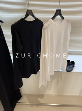 ZURICH HOME 好品质窄边 小圆领 后中缝线 合身版长袖圆领棉质T恤