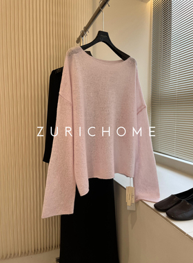 孤ZURICH HOME 白皮入 婴儿粉糯软舒适 圆领粉色羊绒针织衫上衣