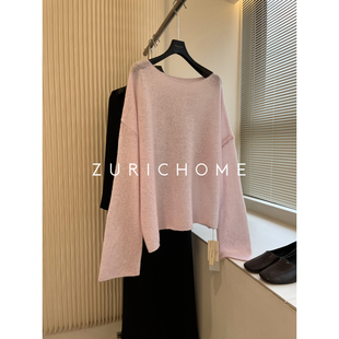 孤ZURICH HOME 白皮入 婴儿粉糯软舒适 圆领粉色羊绒针织衫上衣