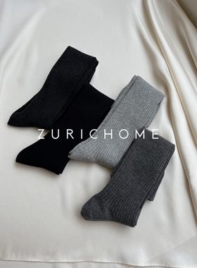 ZURICH HOME 秋冬基础款 灰色系男女同款灰色秋冬厚款羊毛中筒袜