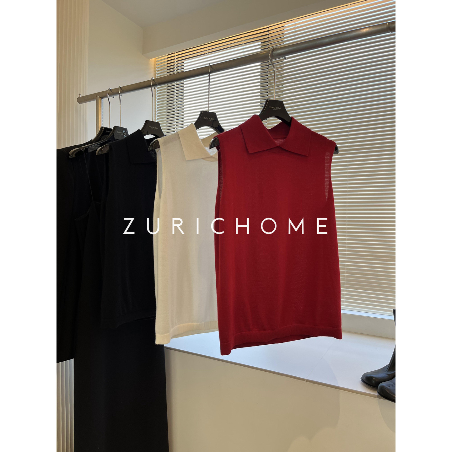 ZURICH HOME 重工精纺细羊绒 轻薄有质感 小尖领羊绒无袖针织上衣