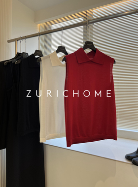 ZURICH HOME 重工精纺细羊绒 轻薄有质感 小尖领羊绒无袖针织上衣