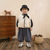 背心宝宝开衫 风儿童薄款 上衣潮 工装 澄澄一家森系男童纯棉马甲秋装