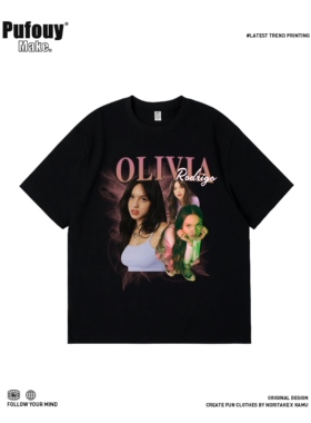 美式奥利维亚Olivia Rodrigo同款印花短袖T恤男女vintage上衣半袖