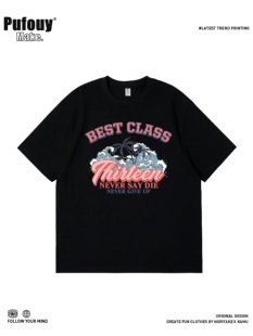 PUFOUY夏季新款超火ins短袖t恤男女vibe小众慵懒风高级感上衣半袖