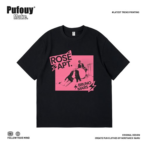 BLACKPNK朴彩英ROSÉ单曲APT周边应援同款短袖T恤男宽松纯棉上衣