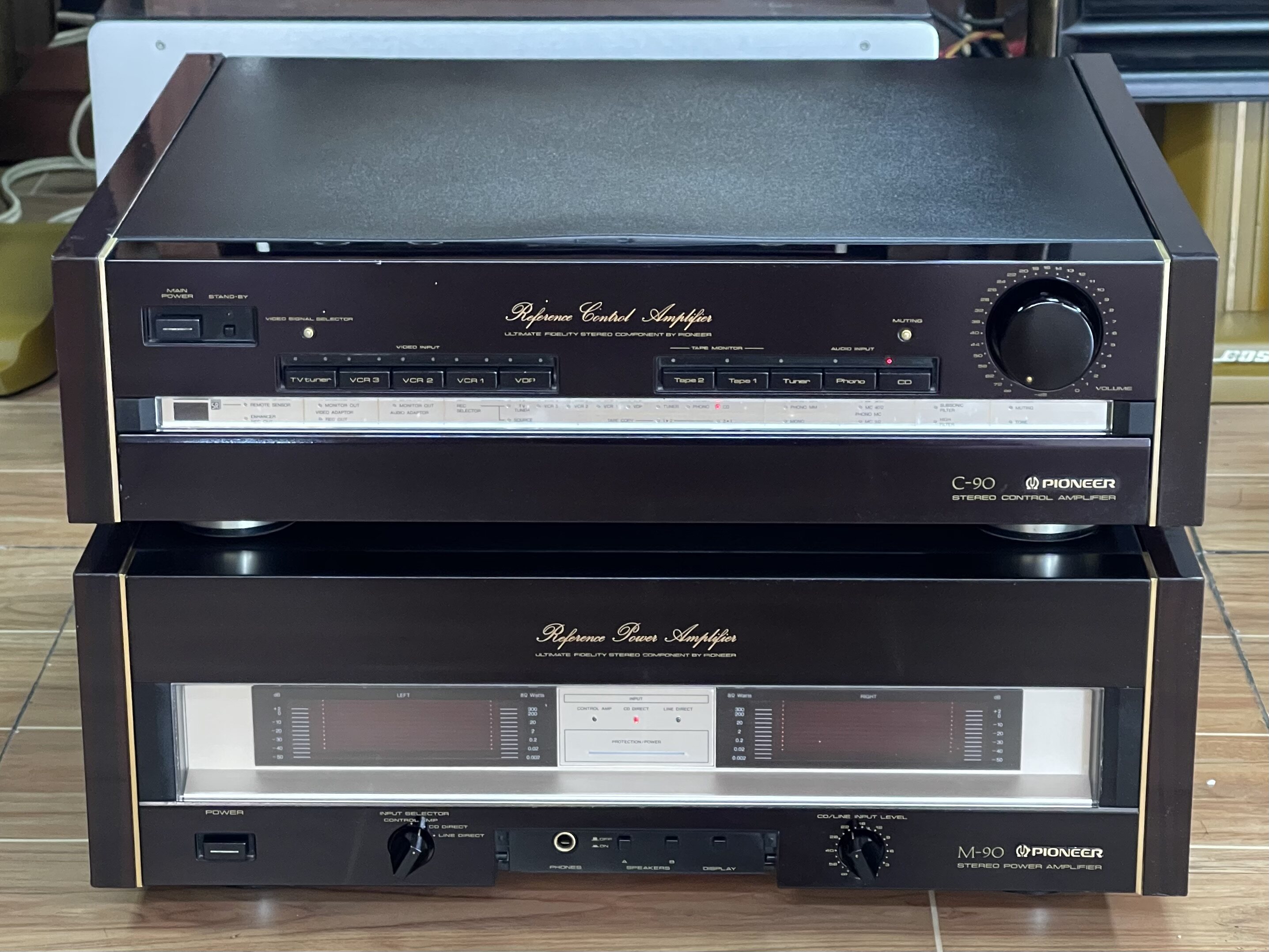 日本pioneer/先锋 C-90+M-90 经典发烧高端前后机功放机/国际电压