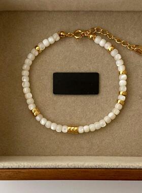 绿松石玛瑙虎眼石蓝纹天然淡水珍珠手链串珠百搭高级叠戴轻奢手串