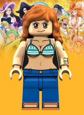 航海王海贼王XP100娜美小贼猫路飞儿童益智拼装人仔积木玩具