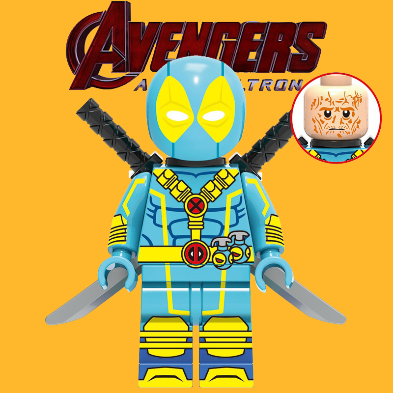 复仇者联盟1622X战警蓝色战服死侍第三方拼装人仔积木儿童玩具